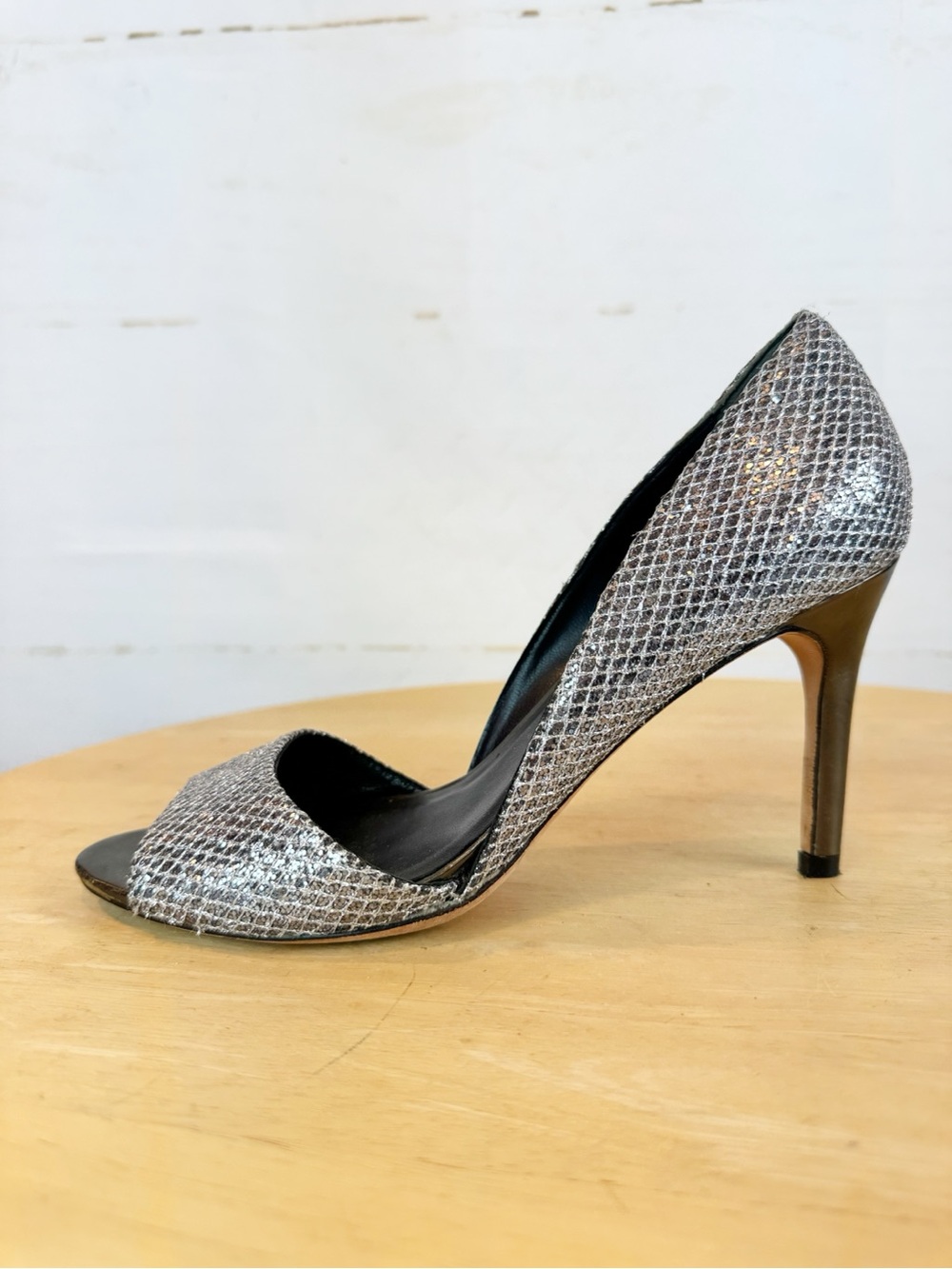 Cole Haan | Metallic Silver Peep Toe Heel, 7